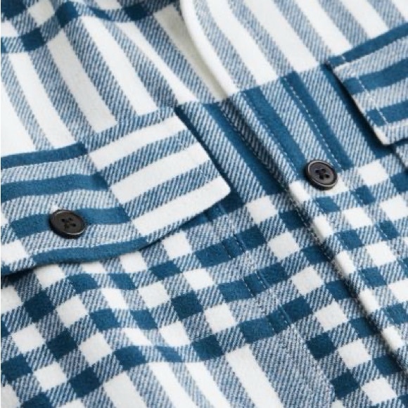 H&M Twill Overshirt Blue/White Checked, Medium - Picture 4 of 5
